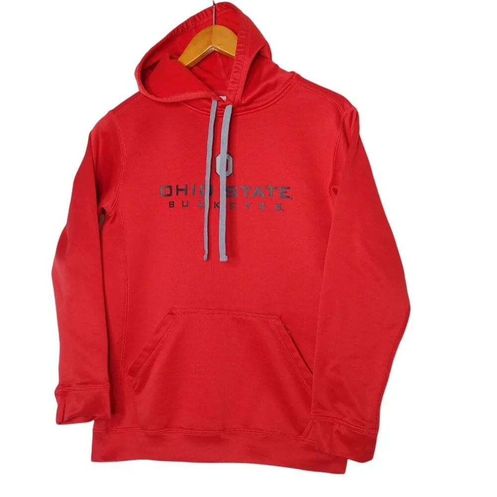Ohio State Buckeyes Women's S Sweatshirt Hooded Red J2Sport Polyester Pullover - Picture 1 of 6